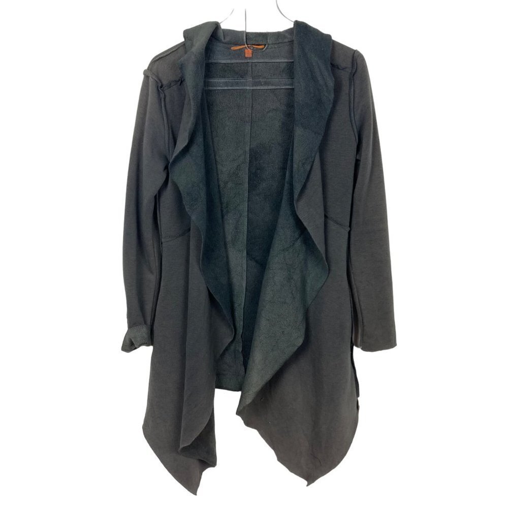 Anama Open Front Jacket Gray Womens Small Cozy Pockets Waterfall Cardigan